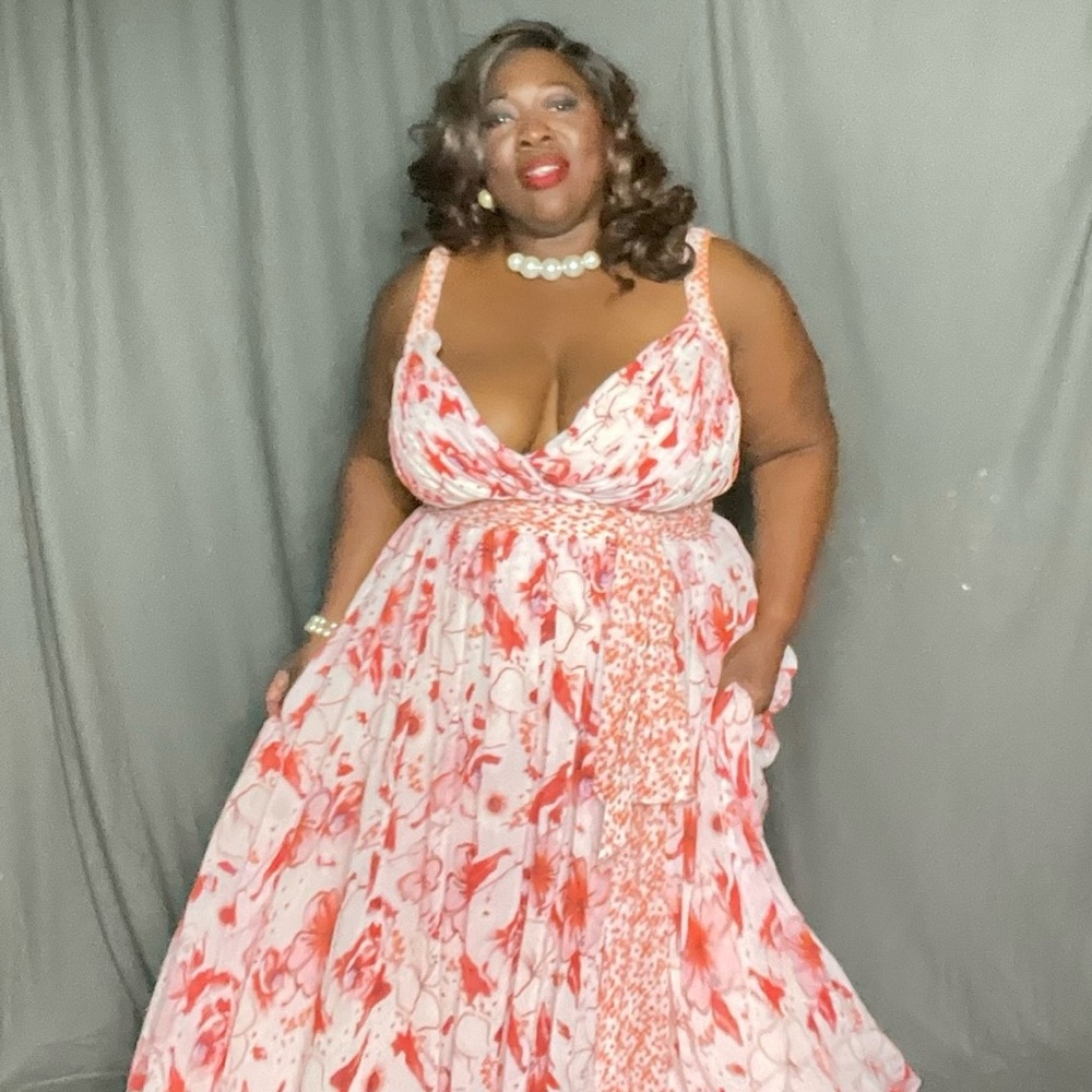 Floral Pink and White Women's Dress